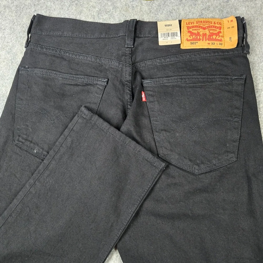 Levi's 501 Original Jeans Mens 32x32 Black Straight Leg Button Fly Stretch New